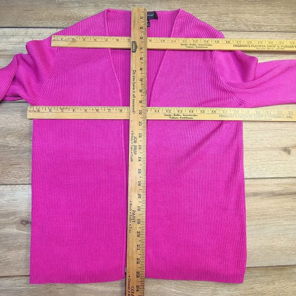 Cable & Gauge Magenta Pink Silk Spandex Ribbed Open Front Cardigan Medium Luxury